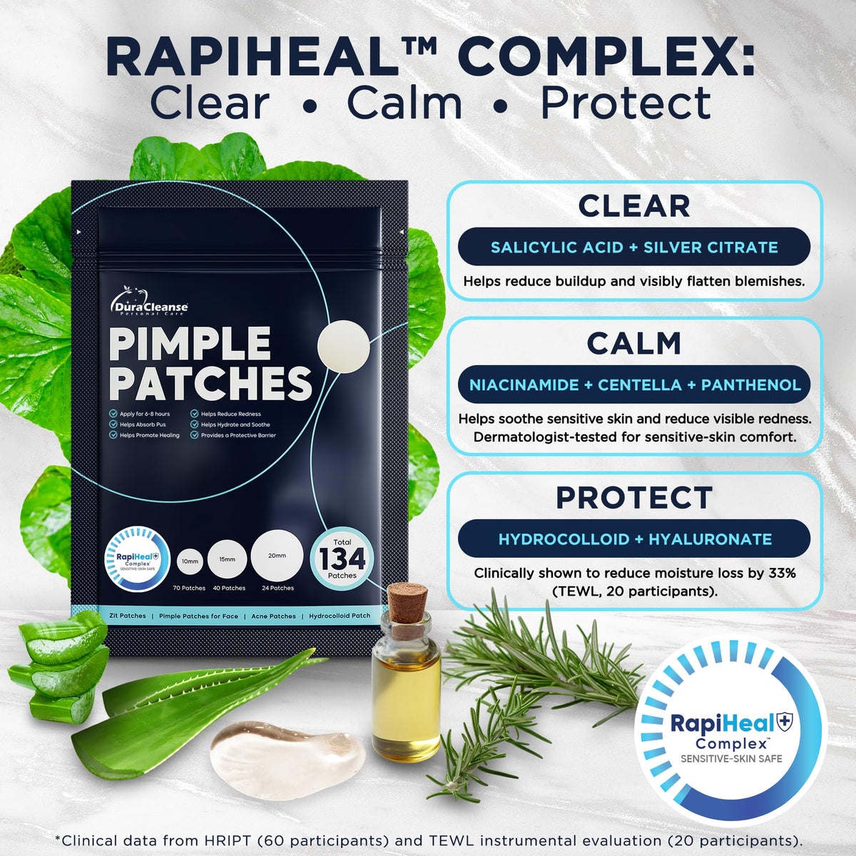 Dura Cleanse patch on skin shows invisible, makeup-friendly coverage.