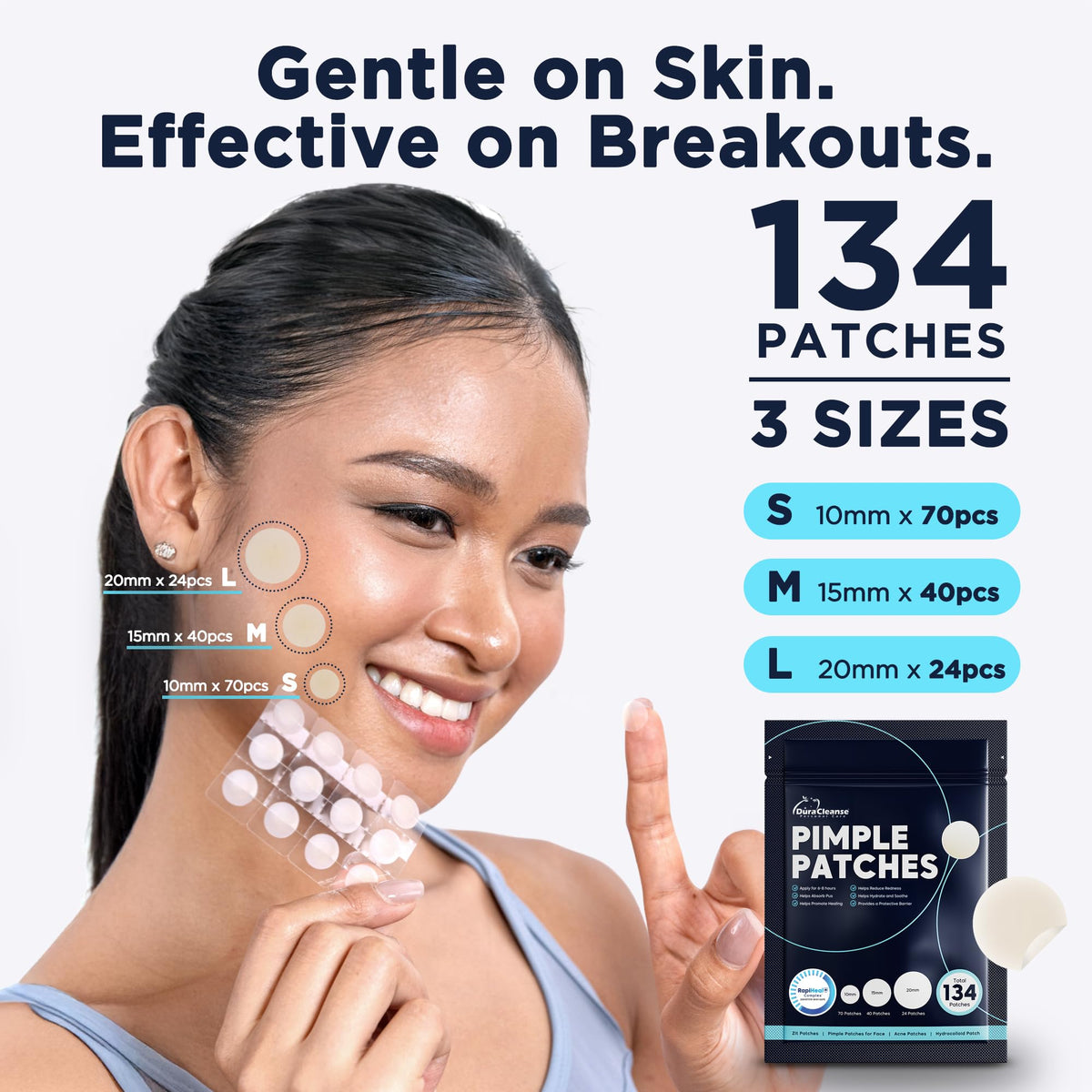 Dura Cleanse medium patch size suitable for larger pimples.