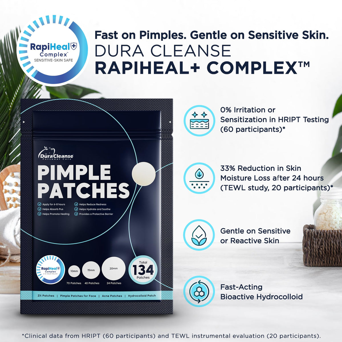 Dura Cleanse small patch size ideal for precise blemish treatment.