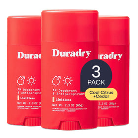 Duradry bottle with Cool Citrus Cedar scent for all-day freshness.
