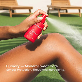 Duradry clear formula dries fast and leaves no residue.