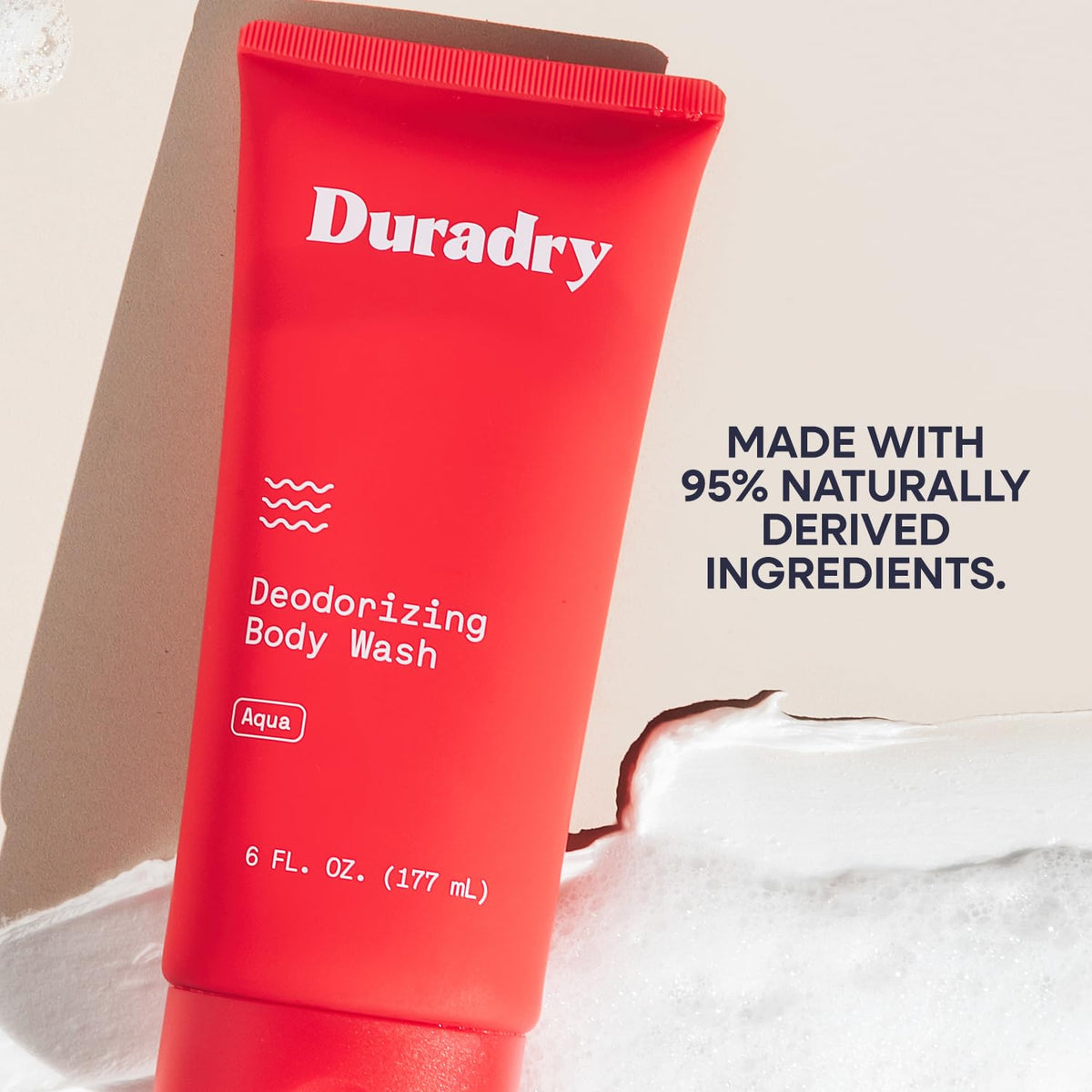 Duradry deodorizing body wash ingredients avocado oil and olive extract for moisturizing skin.