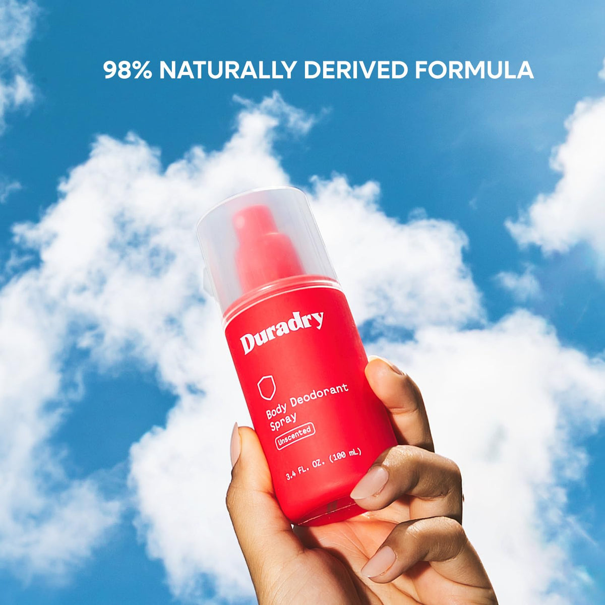 Duradry no-scent application scene conveys versatile use for any body area.