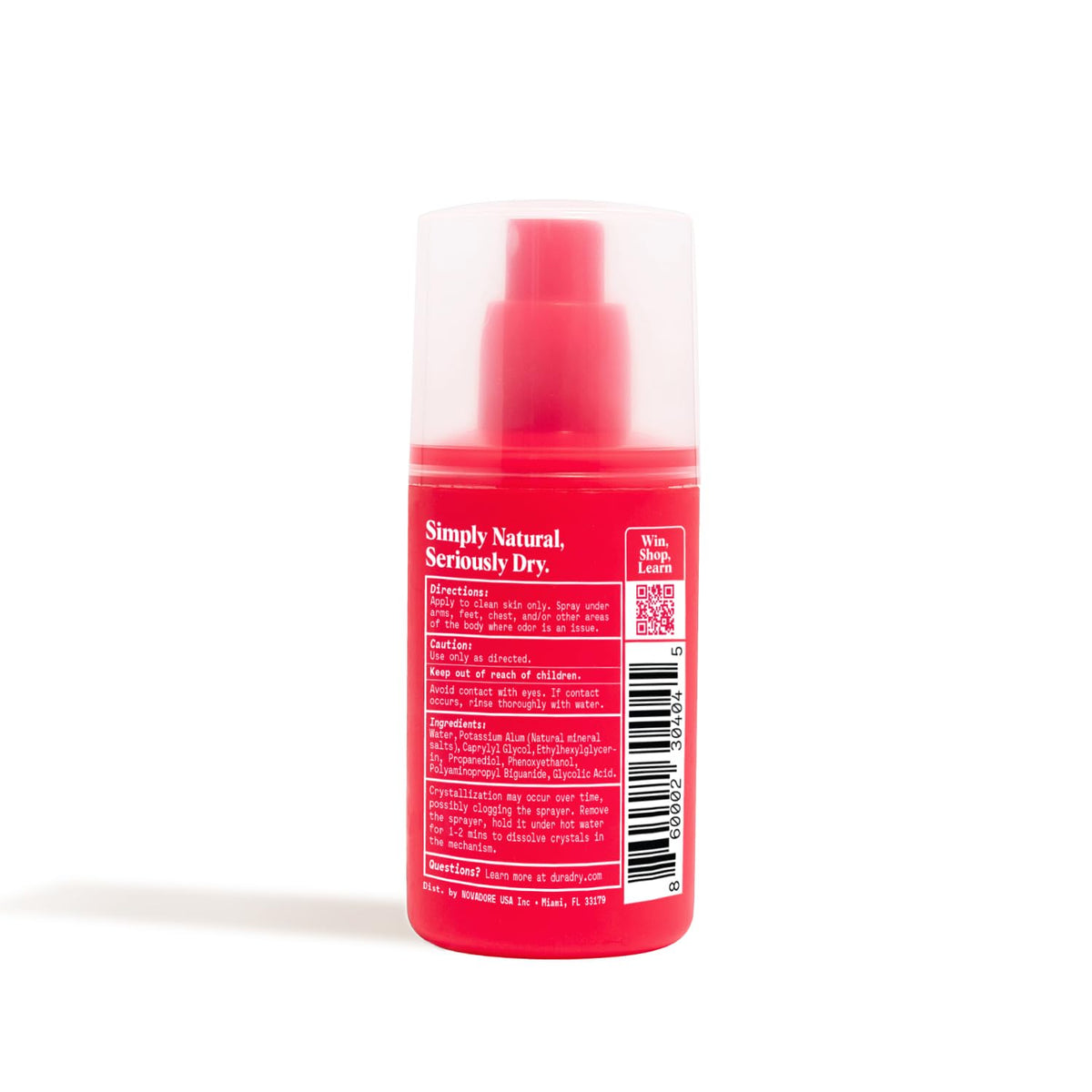 Duradry product shot on white background reinforces clean, discreet use.