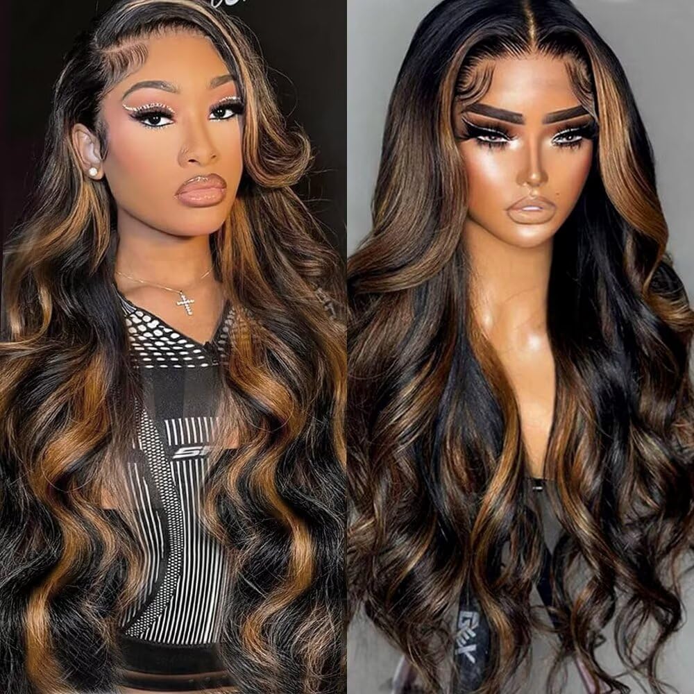 Durgio ombre highlight lace front wig front view with natural hairline