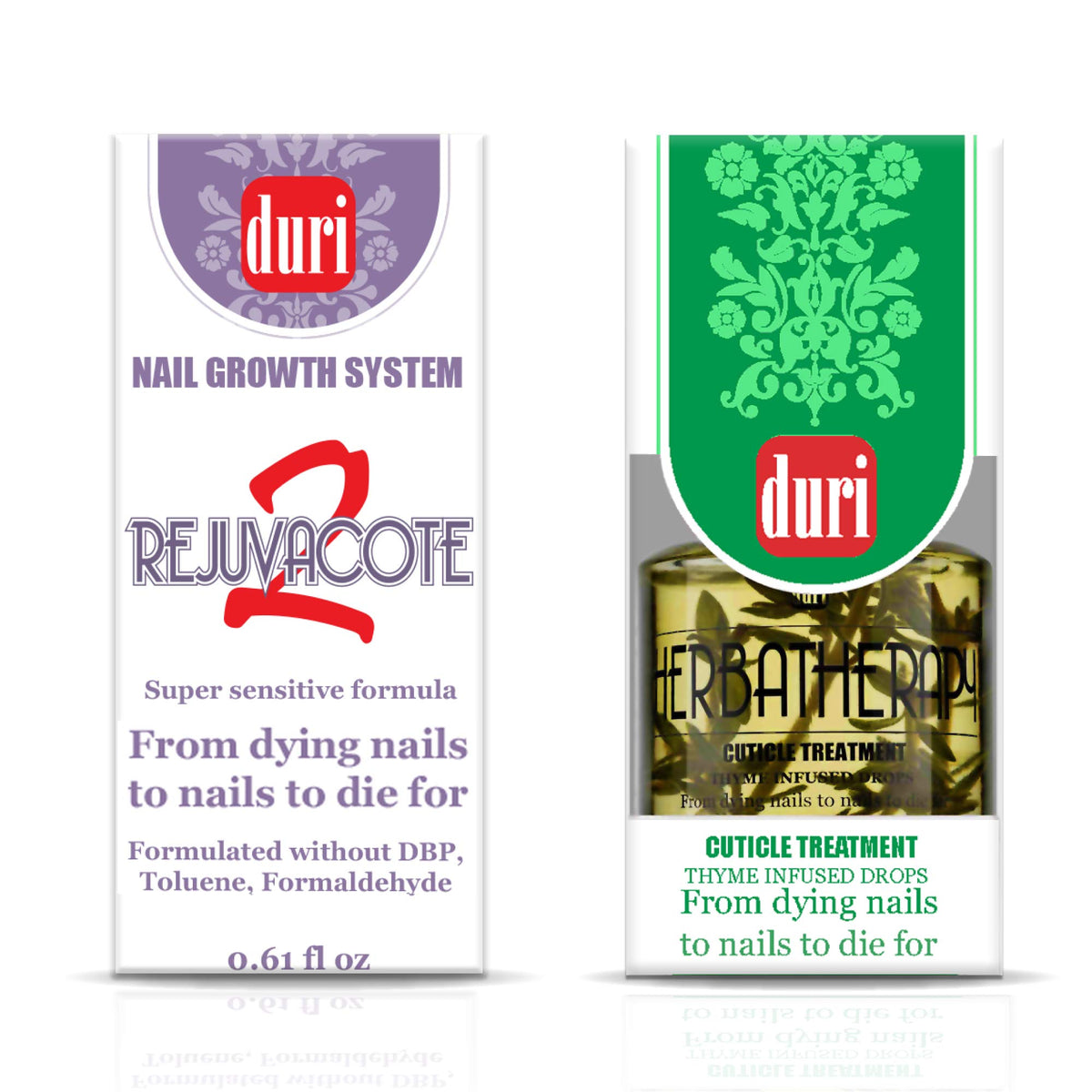 Duri Herbatherapy drops cuticle bottle softens damaged cuticles and revitalizes nails.