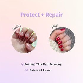Before and after nails showing smoother texture with Rejuvacote 2.