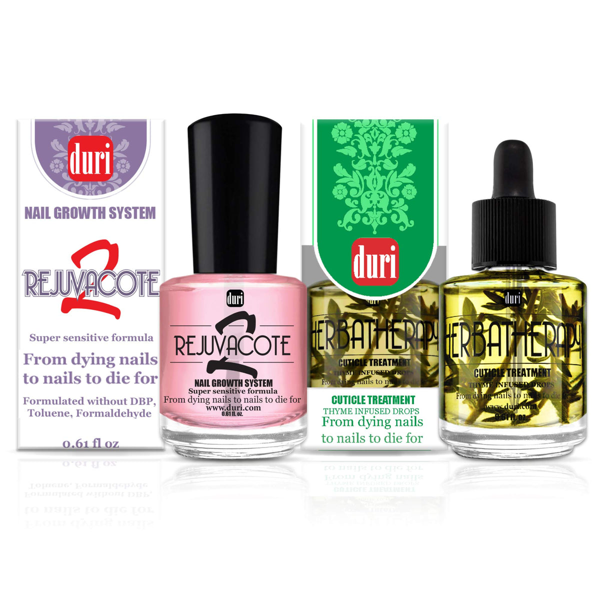 Duri Rejuvacote 2 top coat application strengthens nails and seals nutrients.