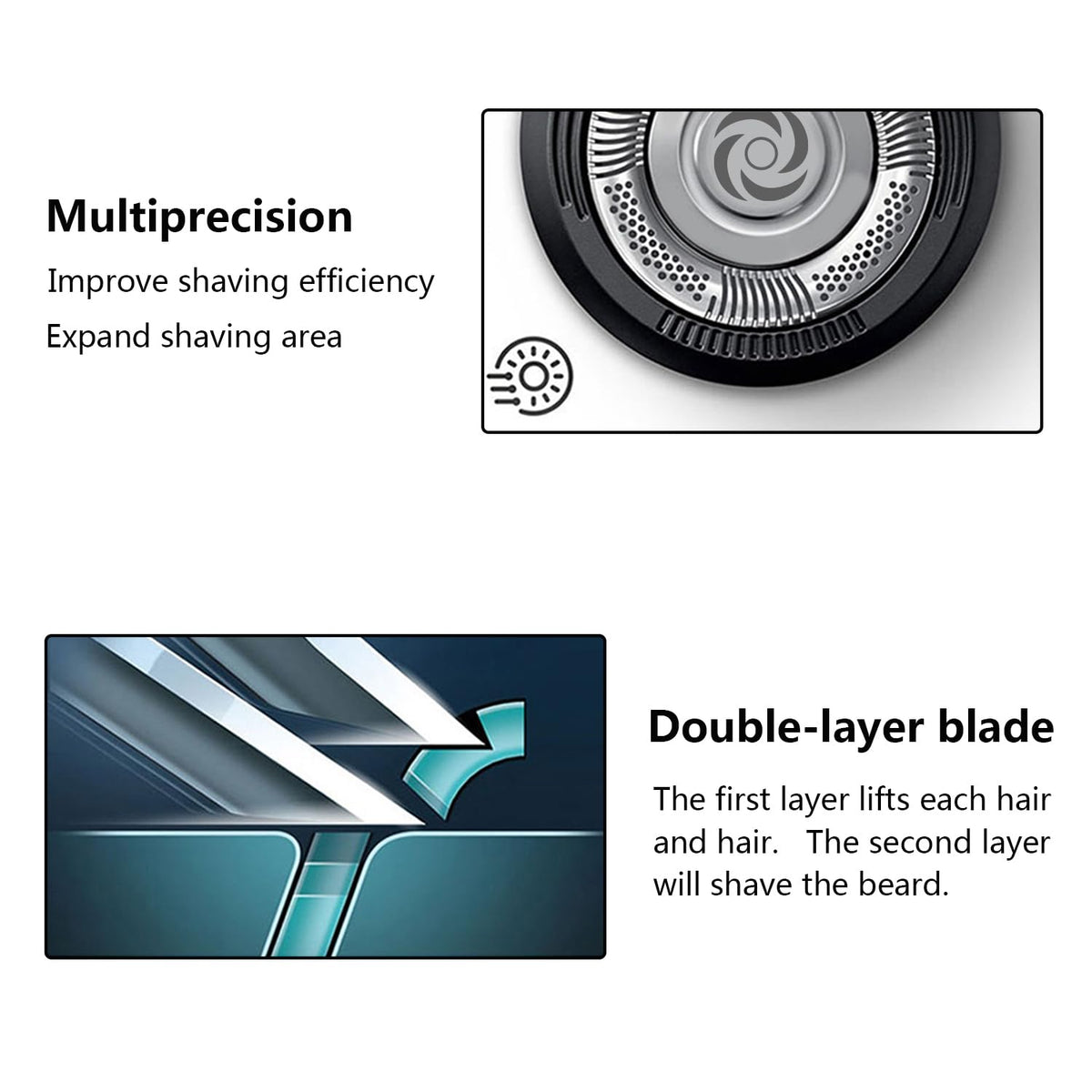 Stainless steel blade detail showing long-lasting sharpness for daily shaving.