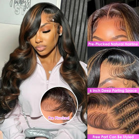 Durita ombre lace front wig in 1B/30 for comfortable, breathable cap