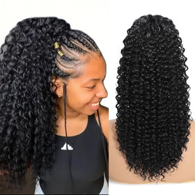 DUTIKA curly drawstring ponytail 16in in 1B for quick, natural-looking volume.