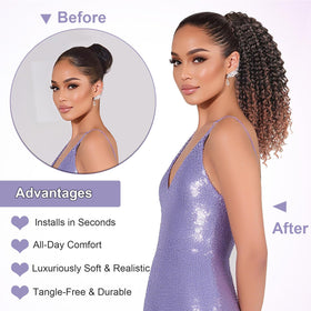 DUTIKA heat-resistant synthetic ponytail blends with natural hair texture.