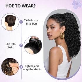 DUTIKA ponytail with two clips and adjustable drawstring for secure fit.