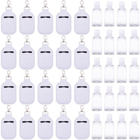 Duufin white hand sanitizer keychain holder, portable and attachable to backpacks for quick access.