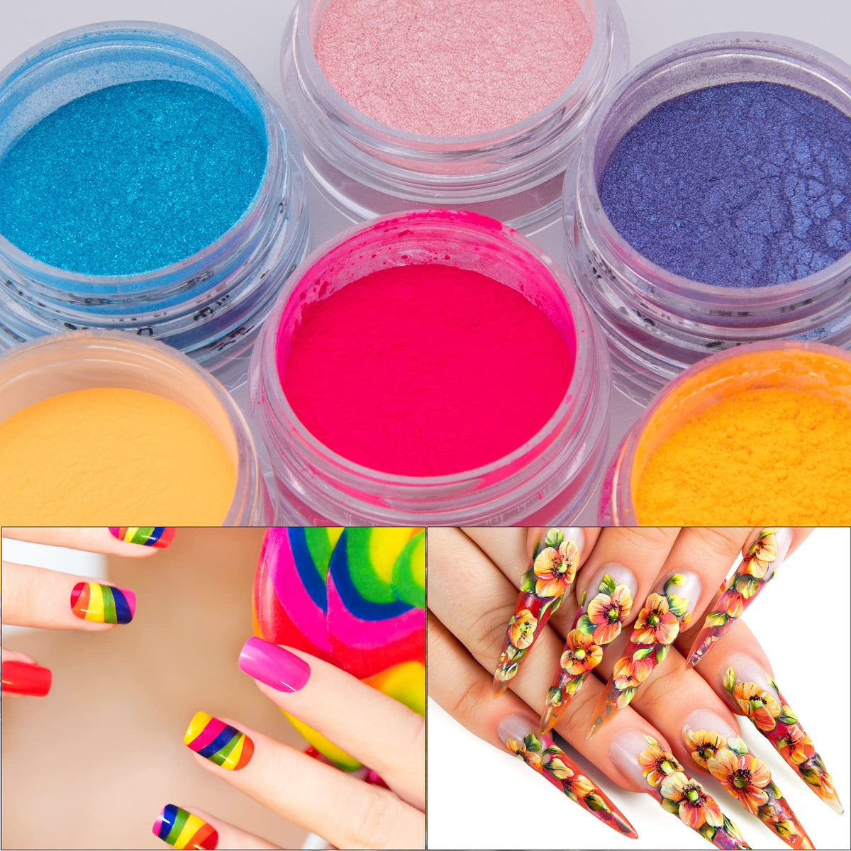 Duufin pearlescent powder on nails showing iridescent finish.