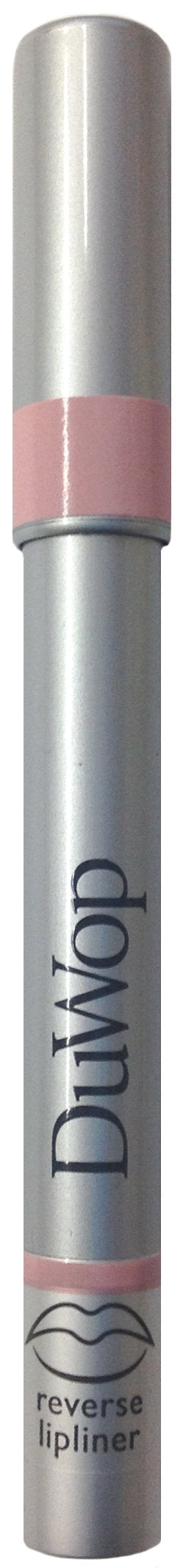DuWop Reverse Lipliner close-up shows colorless matte pencil shaping the lip contour.