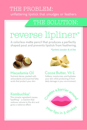 DuWop Reverse Lipliner packaging highlights vegan, cruelty-free formulation.