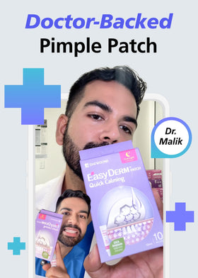 DWEasyDerm patches shown individually wrapped, staying clean for on-the-go use.