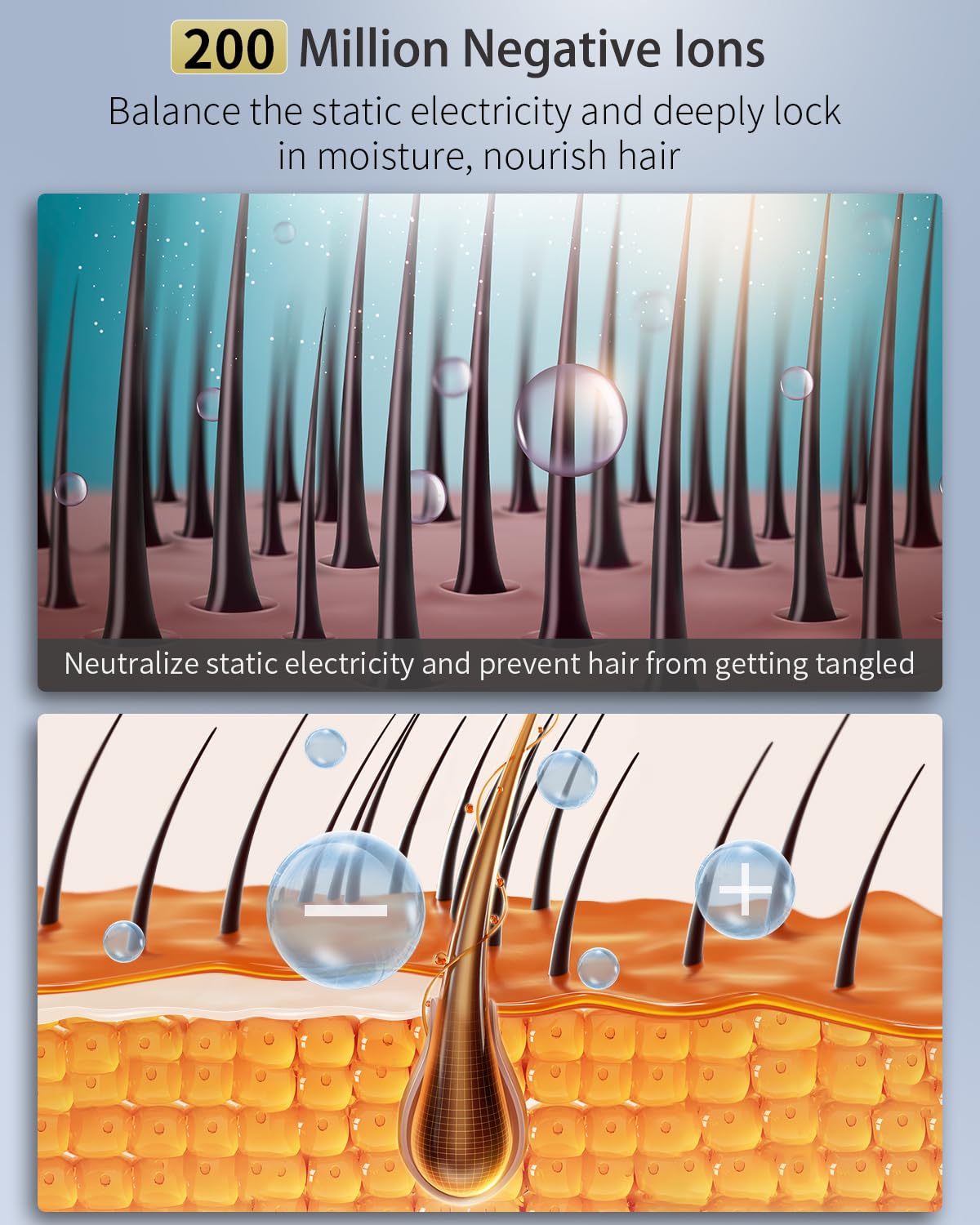 Comb nozzle on Dxliwky dryer for precise brush-and-dry styling.