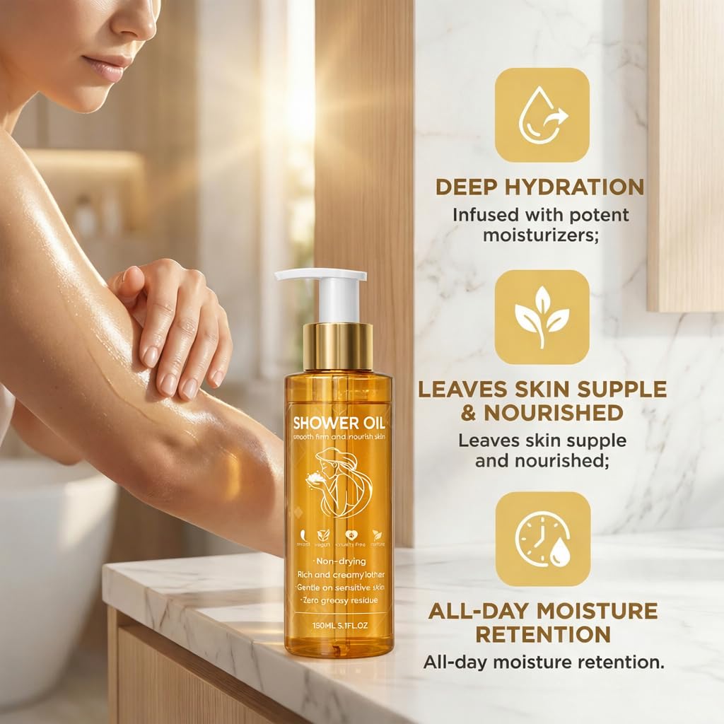 DXWXH Shower Oil application on damp skin boosts hydration without leaving a greasy residue.