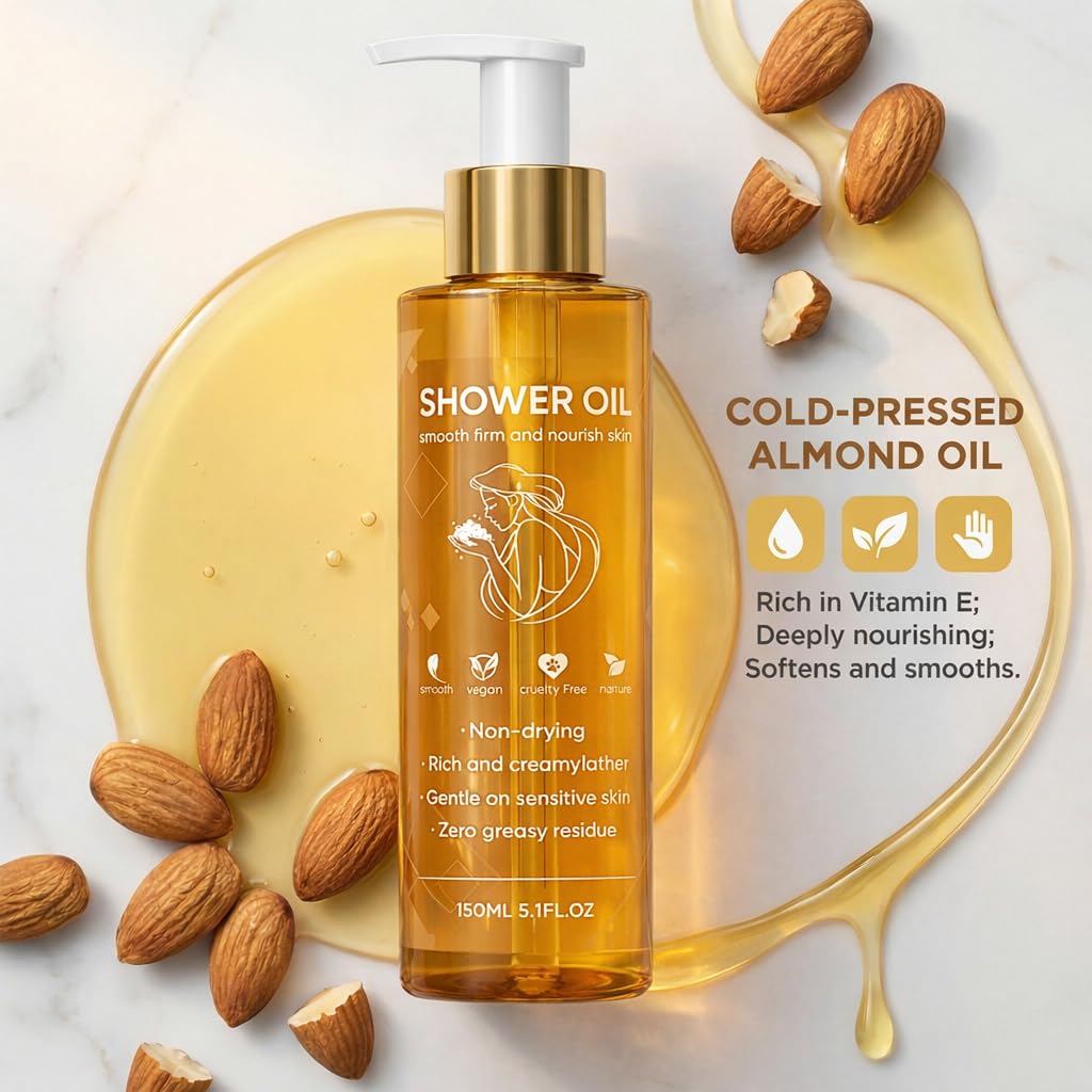 DXWXH Shower Oil softens skin after use, delivering a refreshed, non-greasy feel.