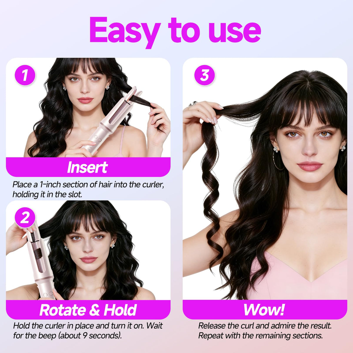 DYHOO rotating barrel heats in 30 seconds for quick morning curls