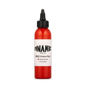 Dynamic Color Co Chinese Red bottle closeup showcases vibrant pigment and premium sterilization.