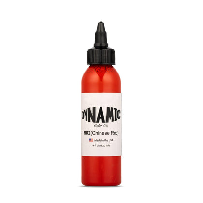 Dynamic Color Co Chinese Red bottle closeup showcases vibrant pigment and premium sterilization.