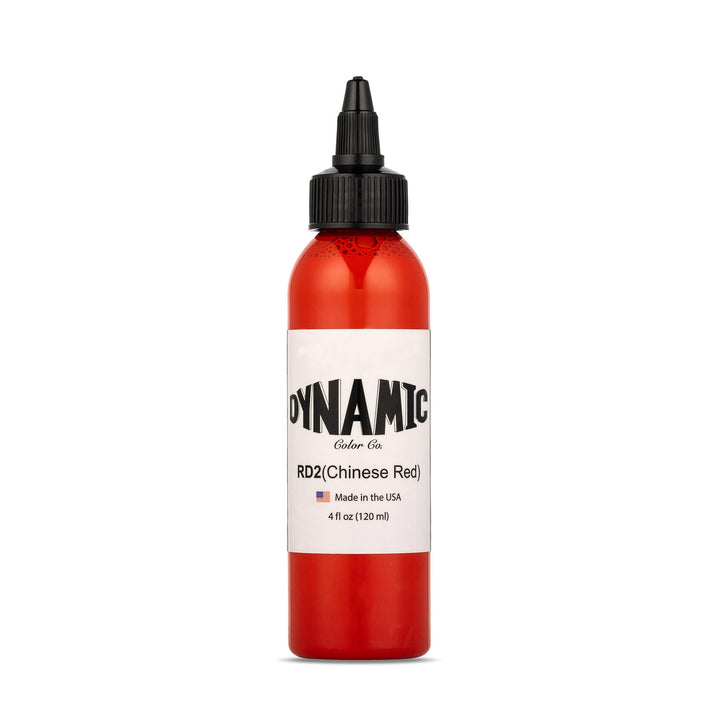 Dynamic Color Co Chinese Red bottle closeup showcases vibrant pigment and premium sterilization.