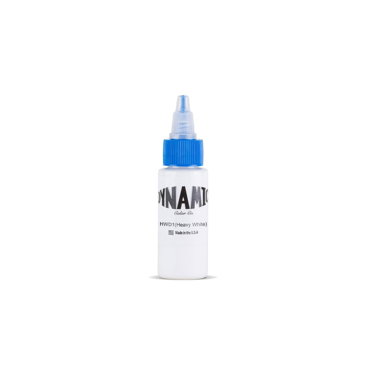 Dynamic Color Co Heavy White tattoo ink in 1oz bottle for crisp linework.