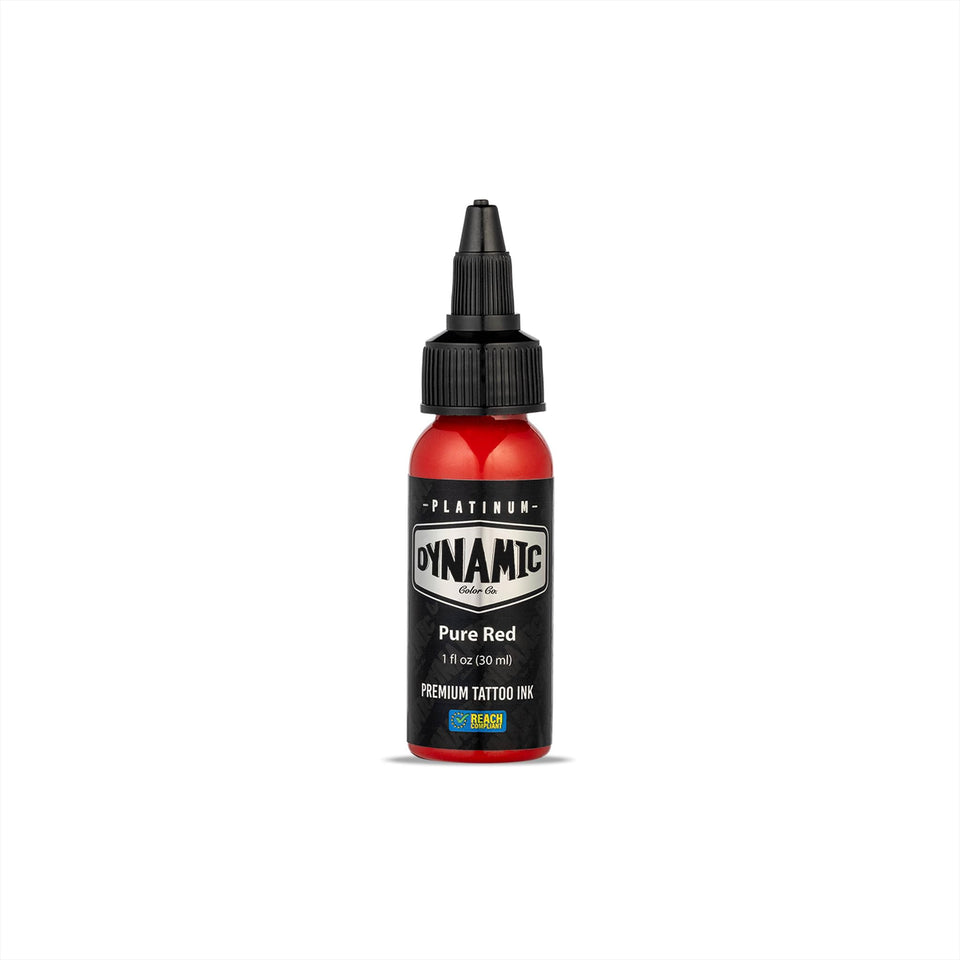 Dynamic Color Co Platinum Pure Red ink bottle close-up for vibrant color planning.