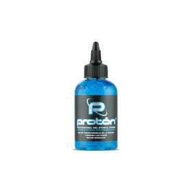Dynamic Color Co Proton Stencil Primer Gel blue bottle pour boosts stencil transfer visibility.