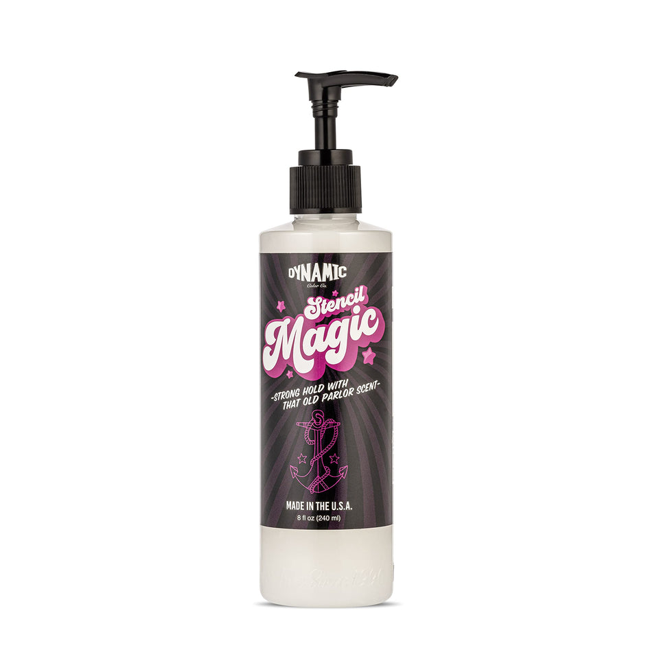 Dynamic Color Co Stencil Magic bottle closeup showing smooth transfer gel for clean stencils