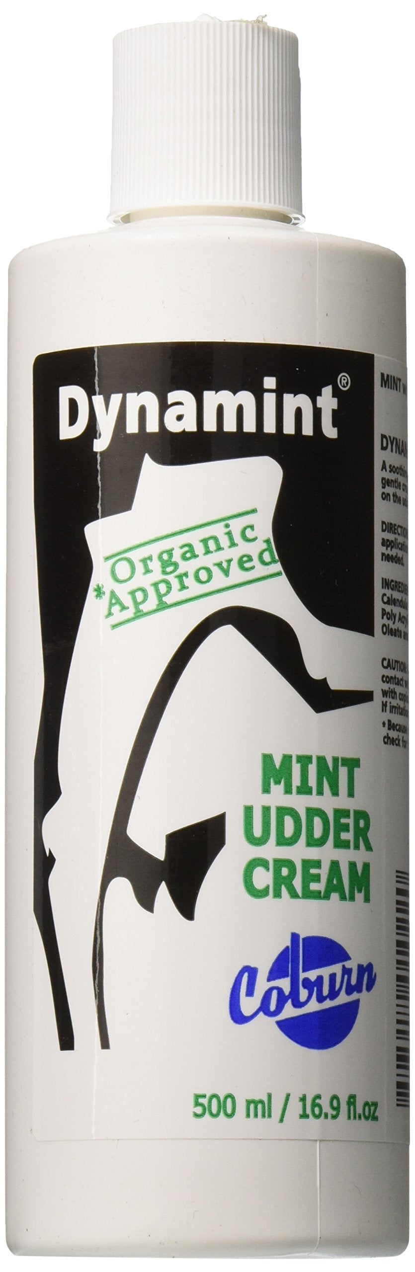 Dynamint Udder Cream bottle 500ml with a non-greasy, fast-acting formula for udder skin comfort.