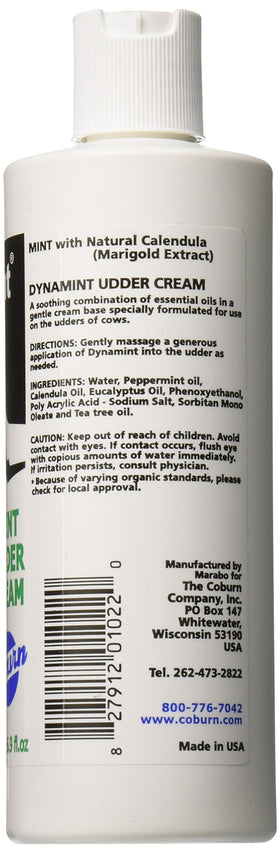 Dynamint Udder Cream texture close-up highlighting quick absorption and soothing application benefits.