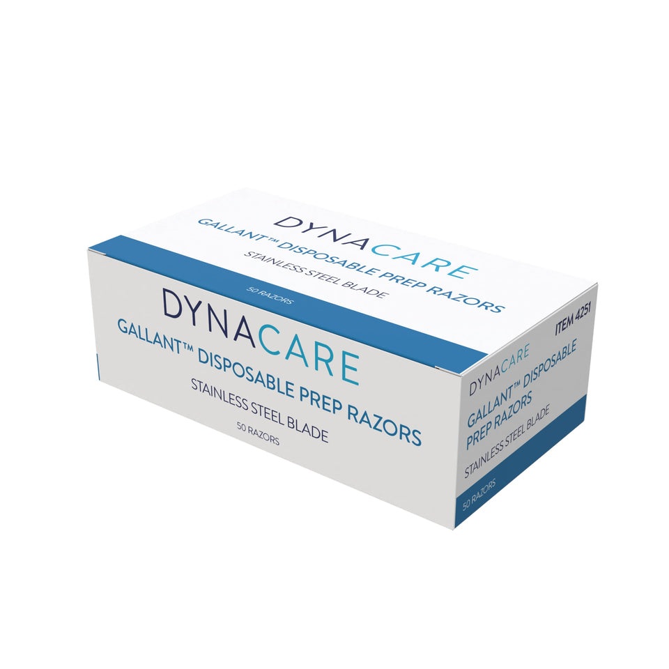 Dynarex Gallant prep razor with open design for clear shaving area visibility.