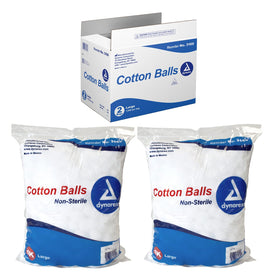 Dynarex large cotton ball pack of two, 1,000 count, bulk use.