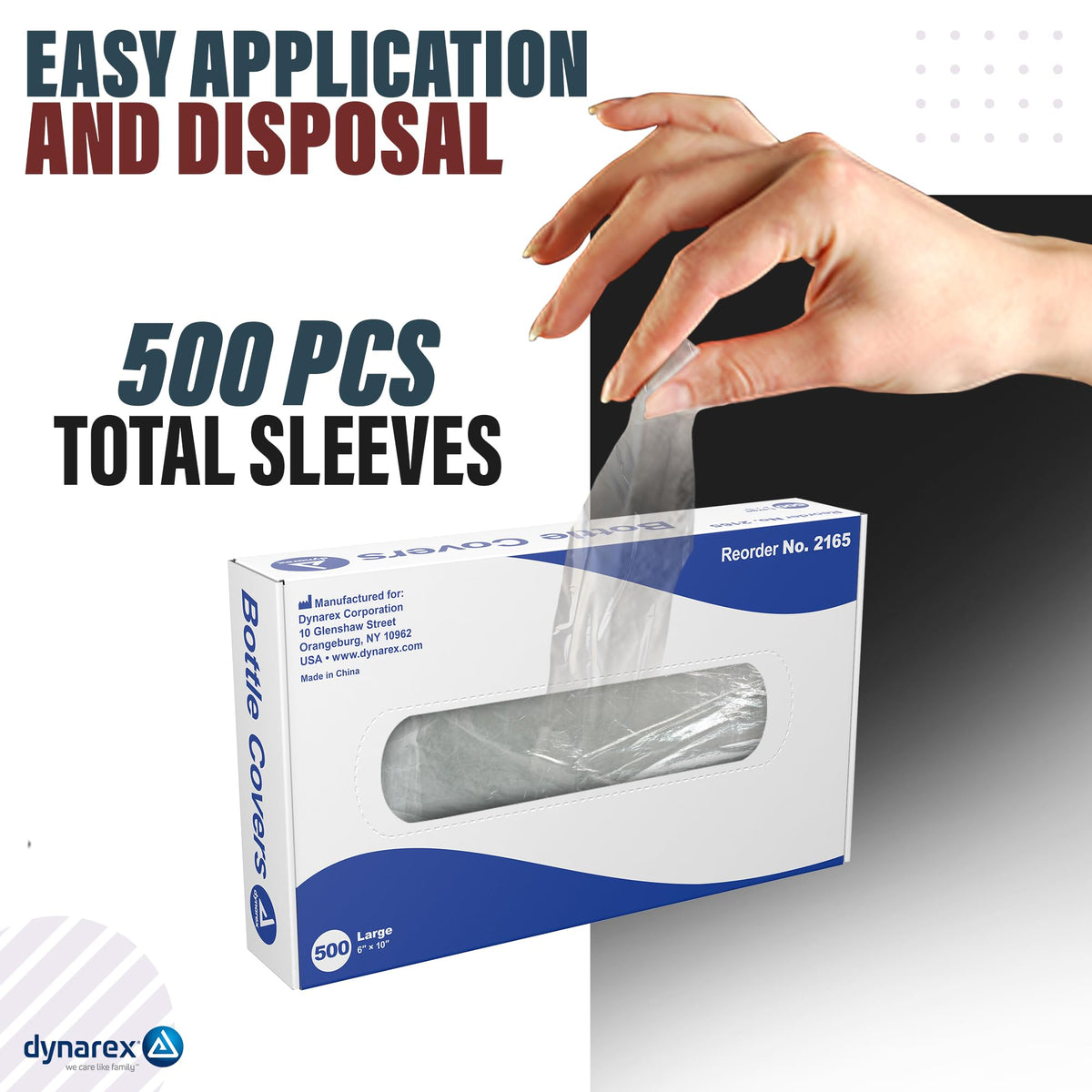 Dynarex wash bottle bags come in a box of 500 for easy stocking.