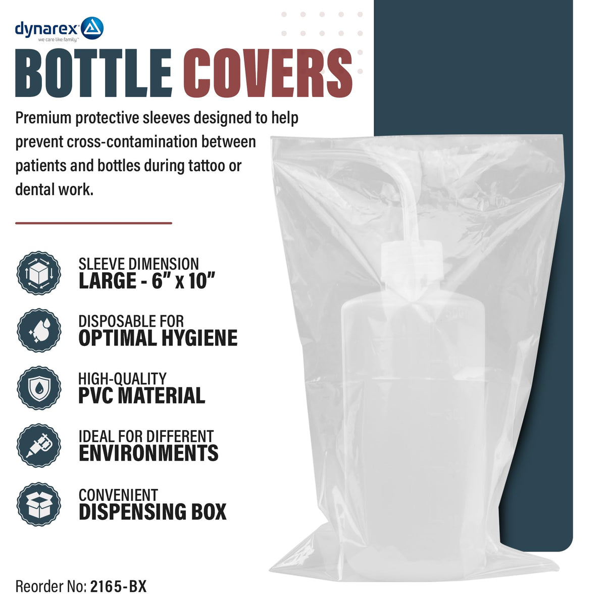 Dynarex wash bottle bags transparent design allows quick liquid level checks.
