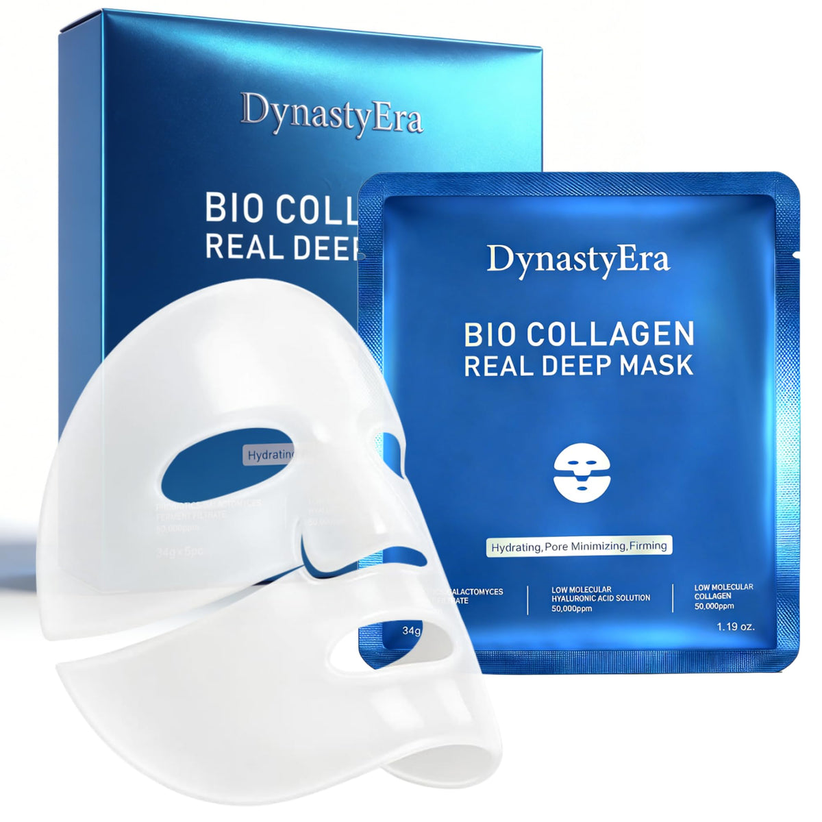 DynastyEra Bio Collagen Mask Pack outer packaging signals premium hydration benefits.