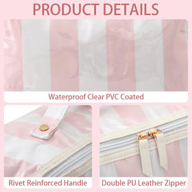 DYSHAYEN Stripe large-capacity pouch neatly stores cosmetics, brushes, and skincare.