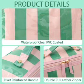 DYSHAYEN Stripe Travel Makeup Bag large capacity holds cosmetics and skincare