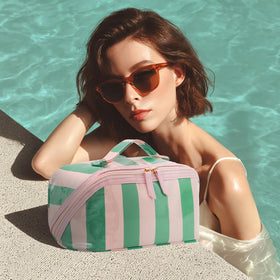 DYSHAYEN Stripe Travel Makeup Bag versatile for travel plus daily use