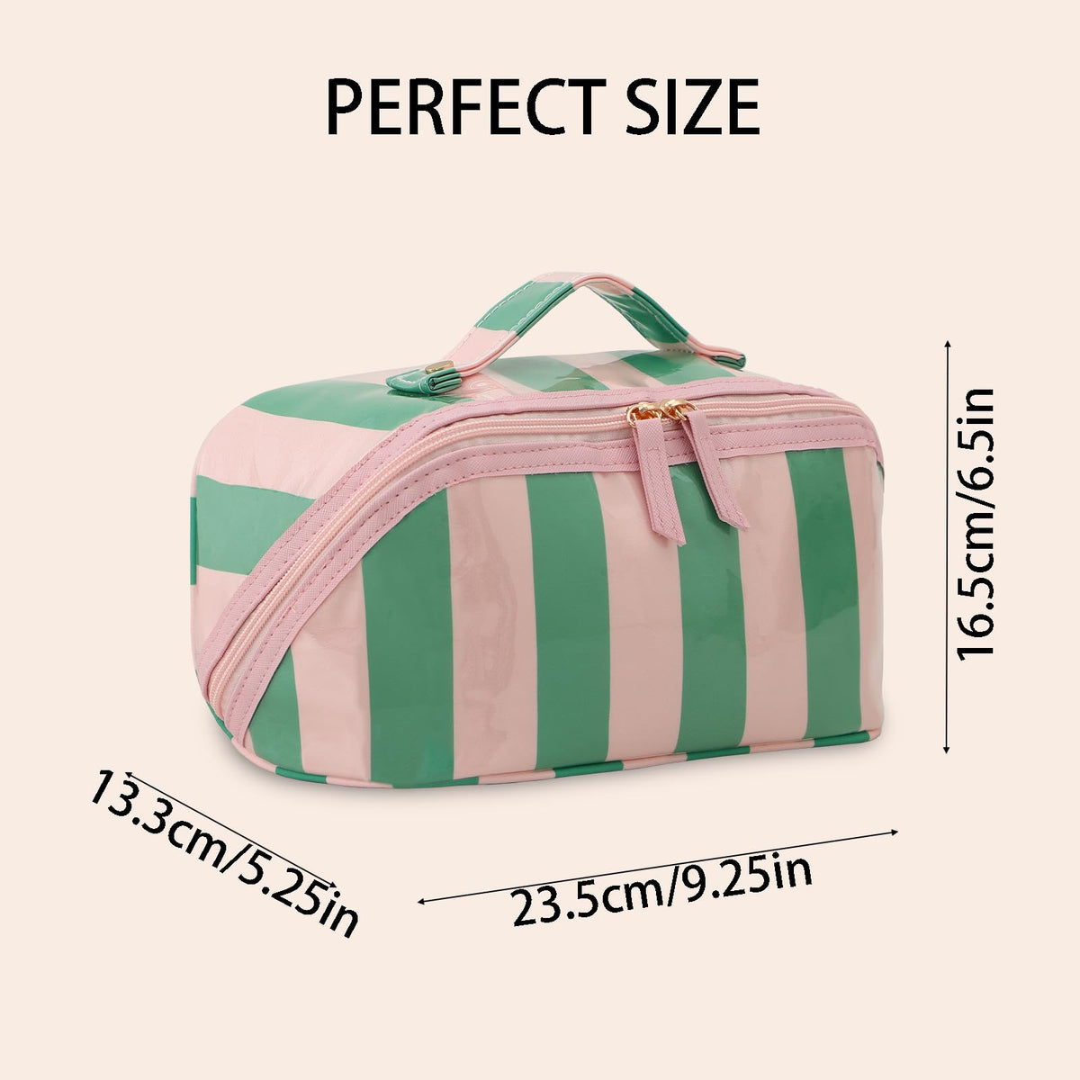 DYSHAYEN Stripe Travel Makeup Bag three compartments keep items organized