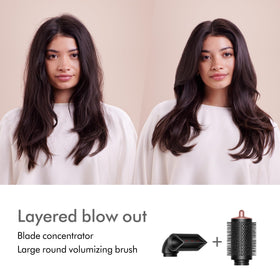 Dyson Airwrap Blade Concentrator in use delivering targeted styling without disturbing rest
