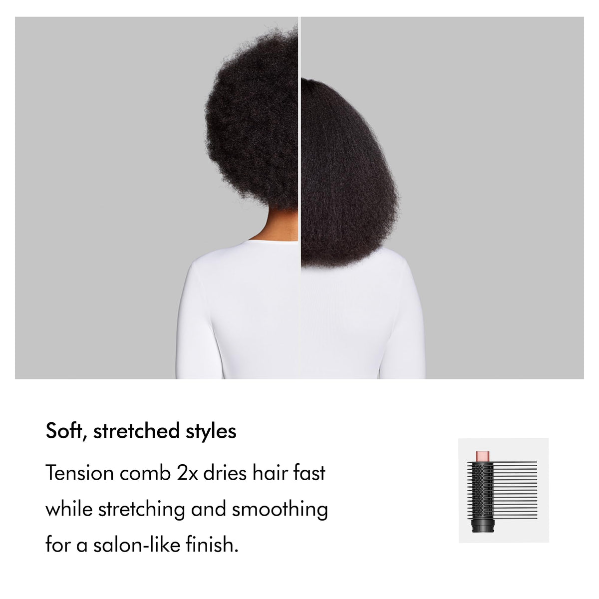 2x air pressure powers faster drying and curling with salon-like results.