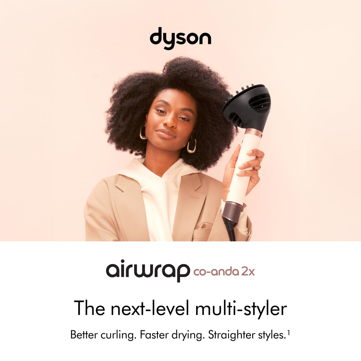 Six intelligent attachments enable versatile 6-in-1 styling for curly to coily hair.