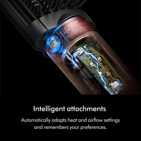 Bluetooth-enabled MyDyson app stores your styling preferences for quick setups.