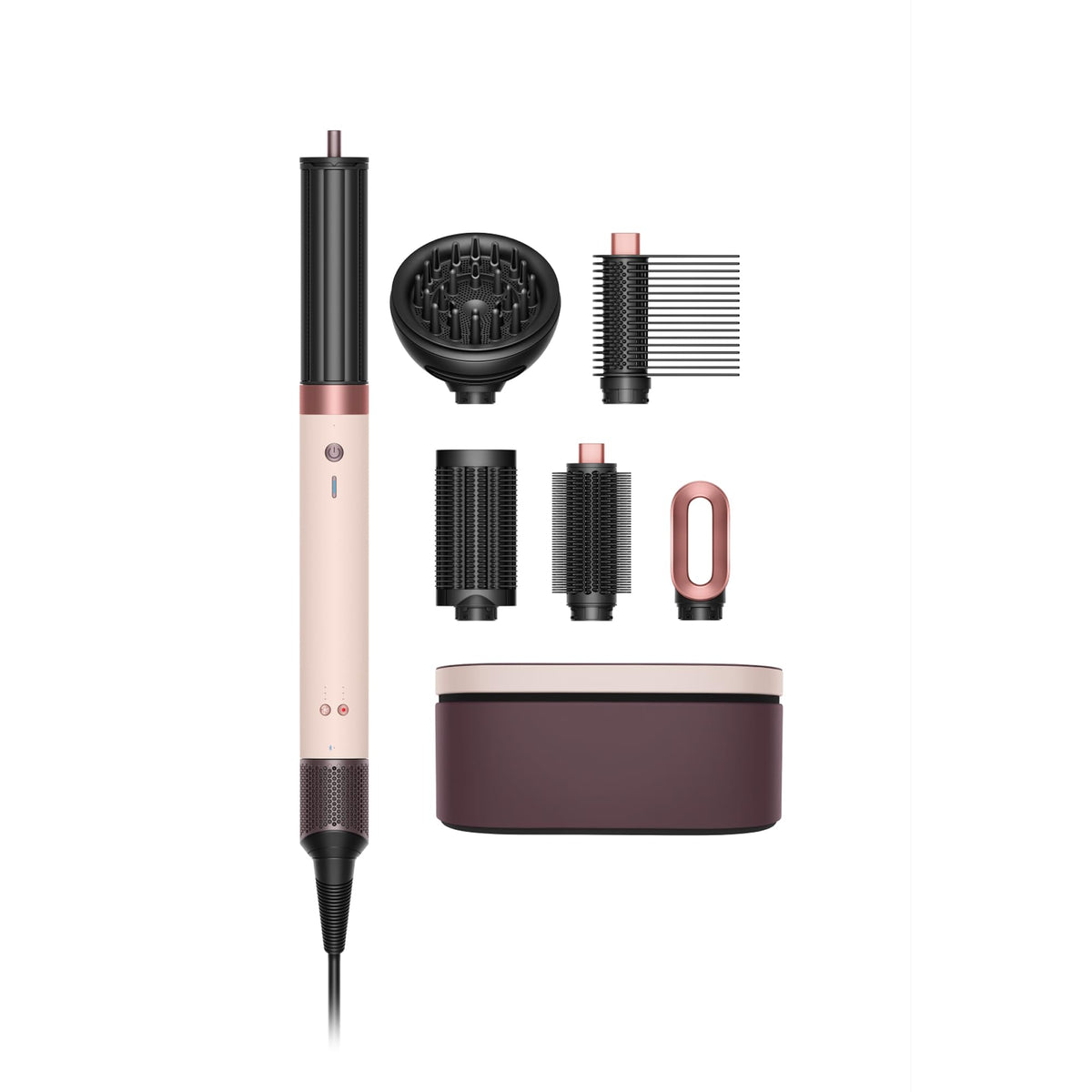 Dyson Airwrap Co-anda2x in ceramic pink and rose gold for powerful all-in-one styling.