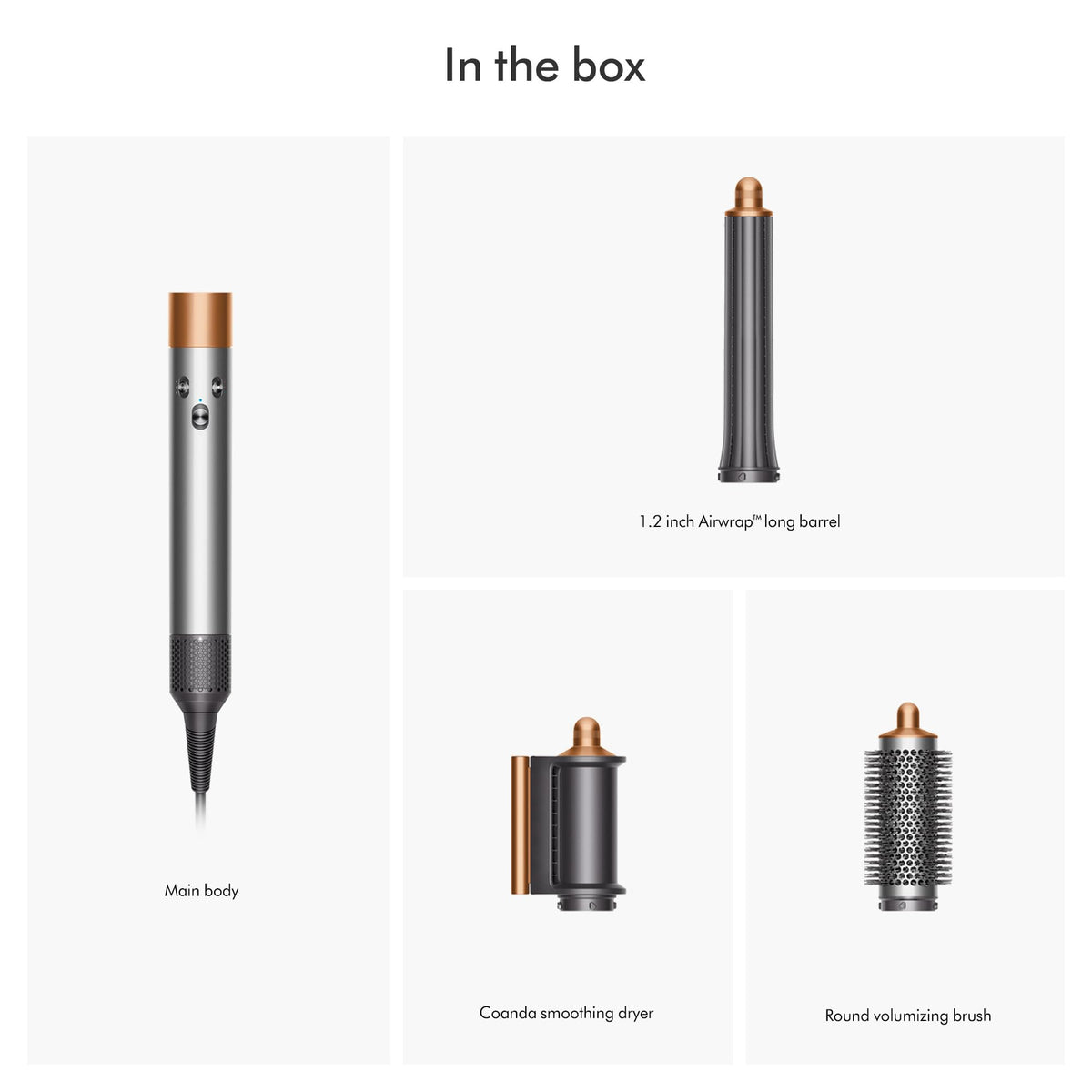 Voluminous blow dry in minutes with three versatile attachments.